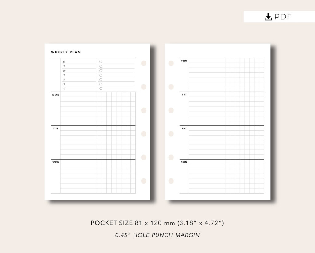 Pocket Weekly Planner No 18 Undated Weekly Agenda Week On Etsy