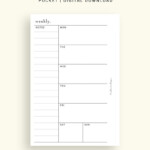 Pocket Weekly Planner Printable Template Minimalist Task Etsy