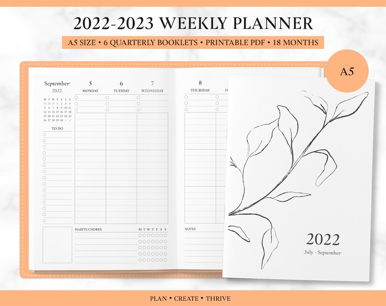 Printable 2023 Vertical Weekly Planner A5 Mid Year Weekly Etsy