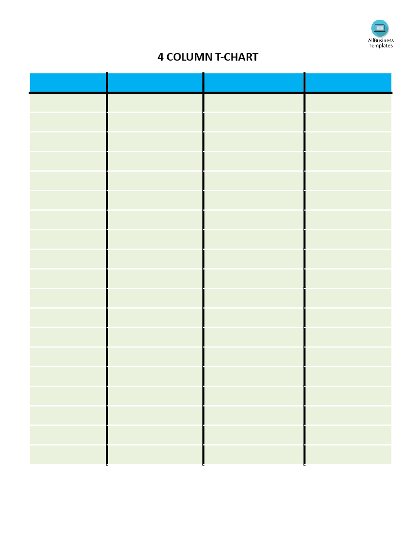 Printable 4 Column Chart Template Printable Word Searches