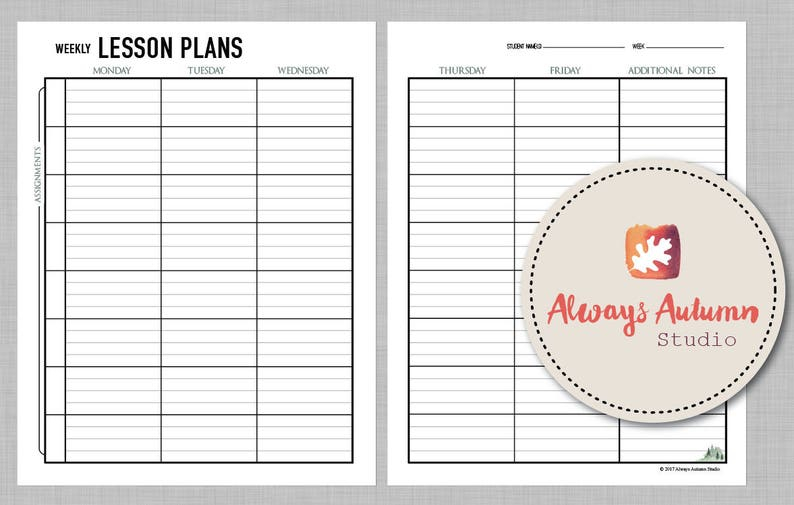 Printable 8 Subject Assignment Weekly Lesson Plan Planner Etsy Espa a