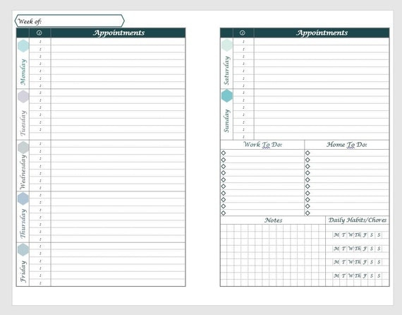 Printable A5 Horizontal Weekly Planner Layout With Daily