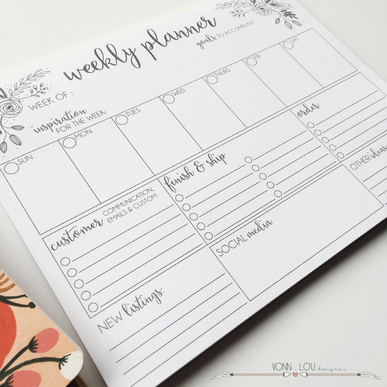 PRINTABLE Etsy Weekly Planner Small Business Weekly Planner Etsy