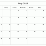 Printable May 2023 Calendar Classic Blank Sheet