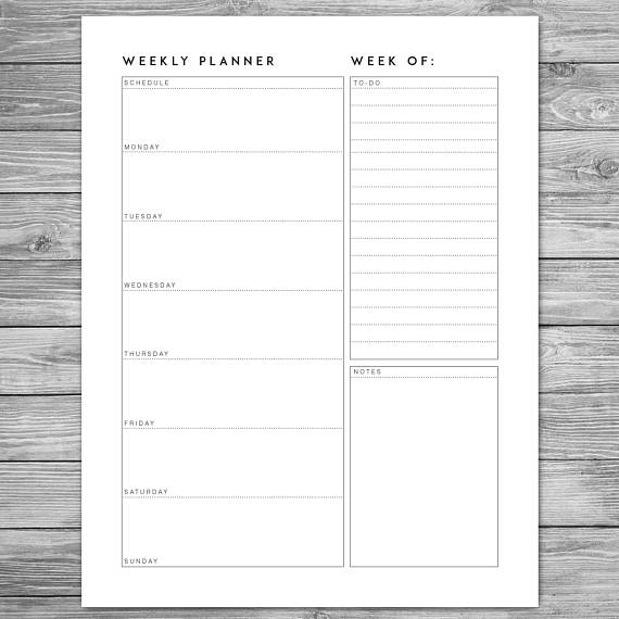 Printable Minimalist Weekly Planner Weekly Schedule Weekly Etsy Monthly Planner Template