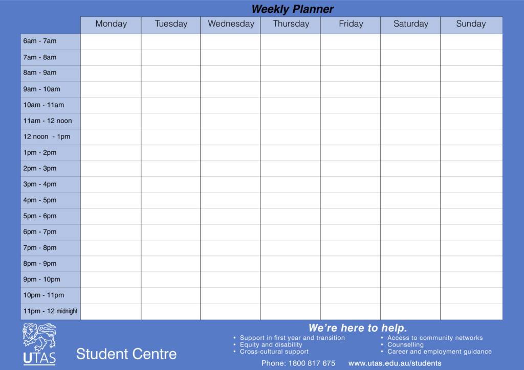 Printable Student Weekly Planner Template Printable Free Templates