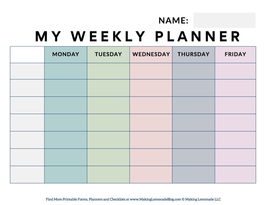 Printable Student Weekly Planner Templates At Free Printable Weekly 