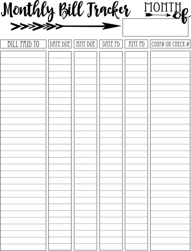 Printable Weekly Bill Planner