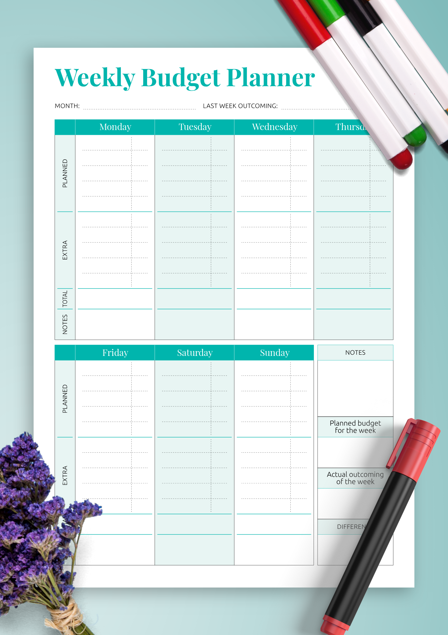 Printable Weekly Budget Planner Template Printable Free Templates