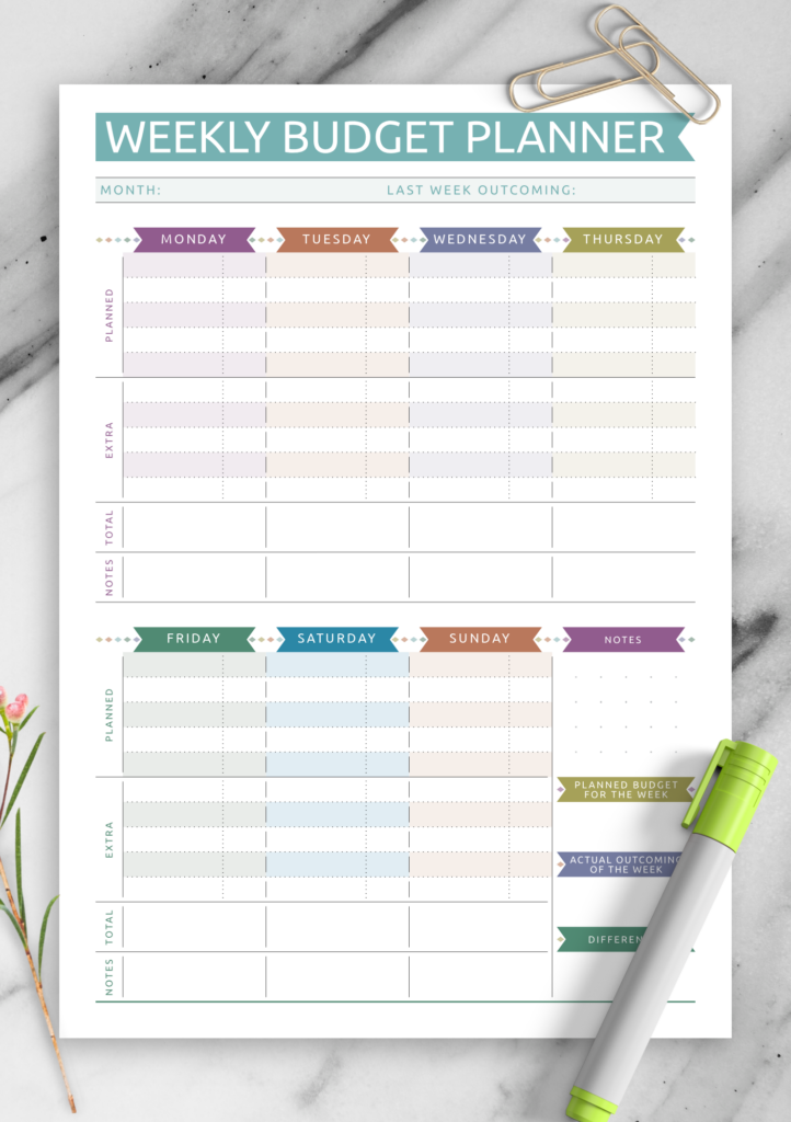 Printable Weekly Budget Planner Template Printable Free Templates