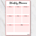 Printable Weekly Planner In Pink Colors Portrait Free