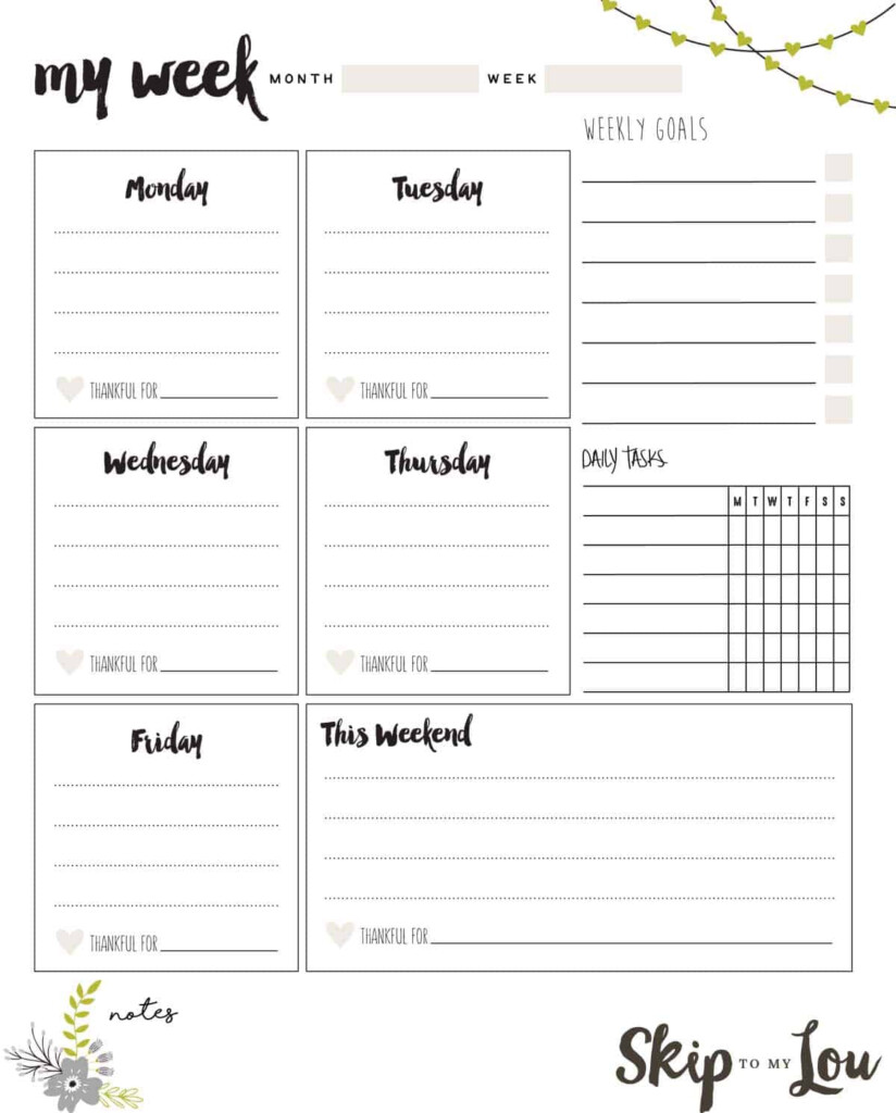 Printable Weekly Planner Skip To My Lou