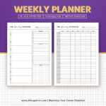 Printable Weekly Planner Weekly Schedule Weekly Organizer A5 Inserts