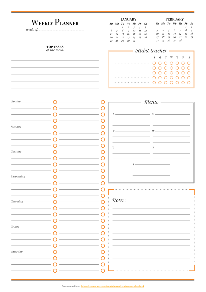 Printable Weekly Planner With Habit Tracker PDF Download Weekly 