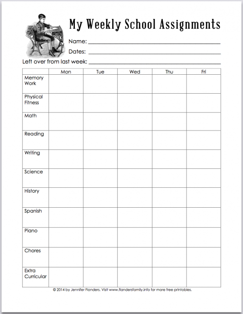 Printable Weekly Planners For Home Or School Homeschool Planner 