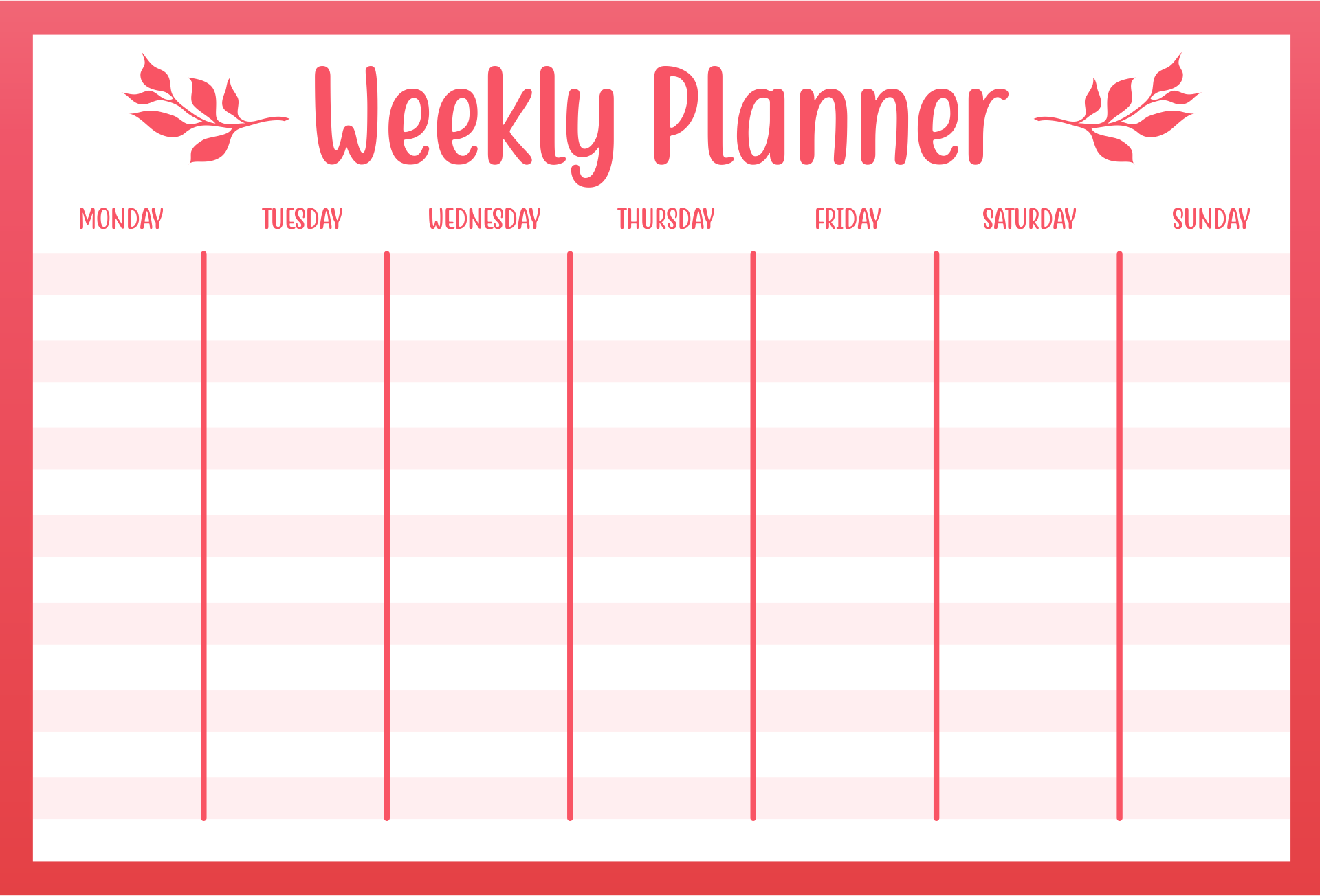 Printable Weekly Schedule Planner