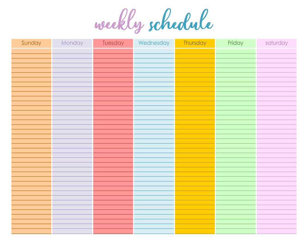 Printable Weekly Schedule Template Shopmall my