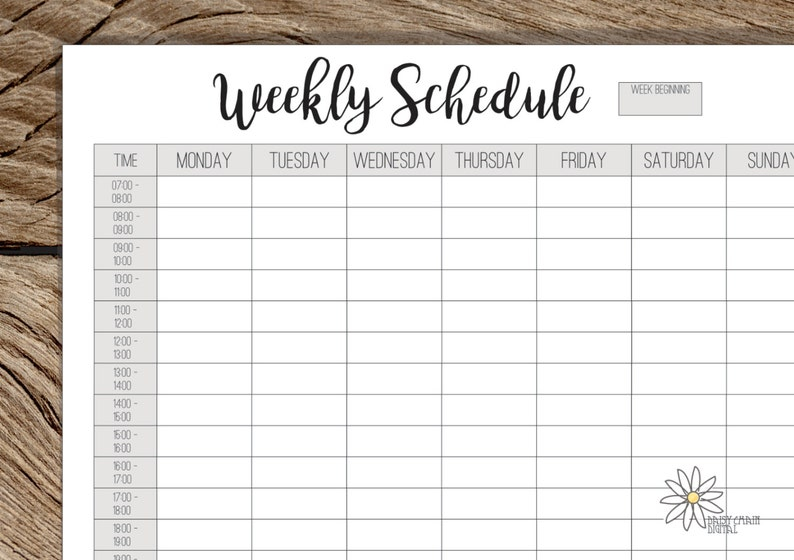 Printable Weekly Schedule Weekly Timetable A4 And Us Etsy Free Nude 