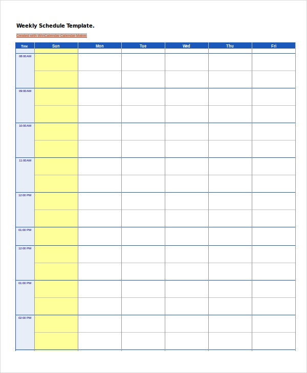 Printable Weekly Work Schedule Template Printable Templates