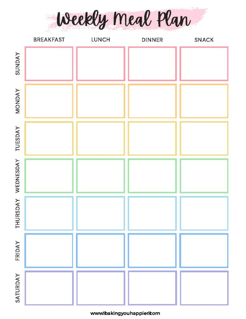 Printables Weekly Meal Planner Template Free Meal Free Weekly Meal 