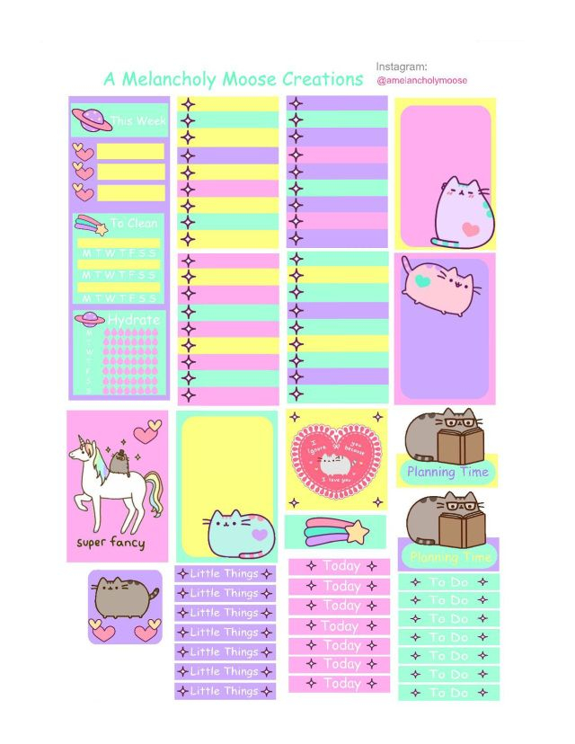 Pusheen Planner Stickers Imprimible Pegatinas Imprimibles 