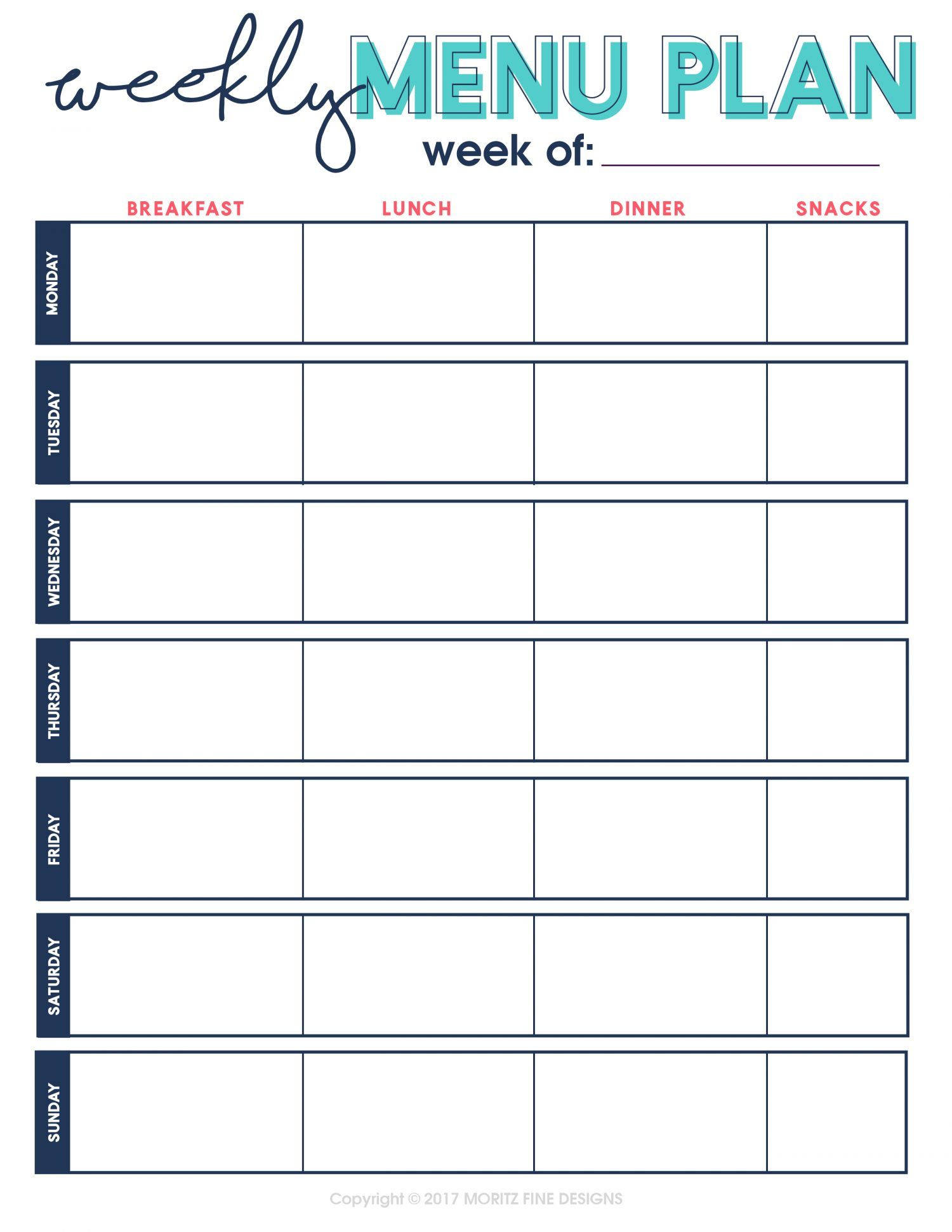 Recipe Collection Binder Printable Kit Weekly Menu Planners Meal 