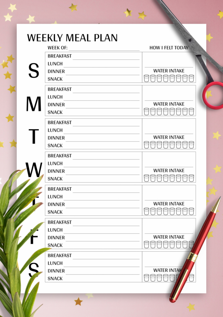 Sample Download Printable Weekly Meal Plan Template Pdf Weekly Food 