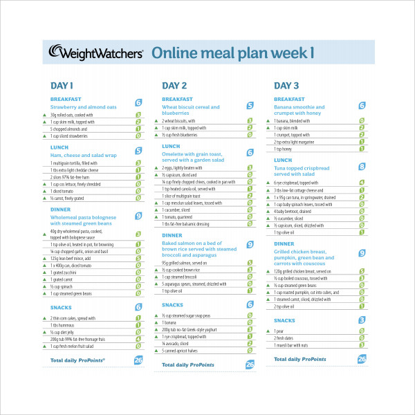 Sample Weekly Meal Plan Template 9 Free Documents In PDF Word