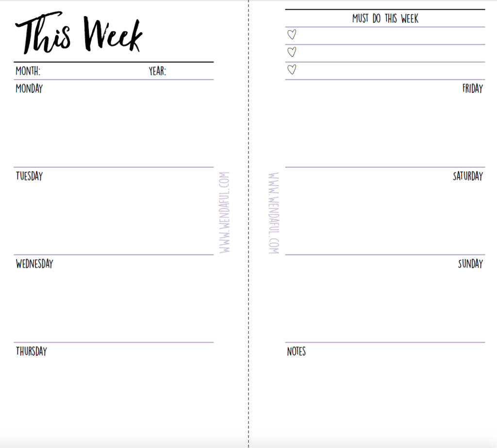 Scripted Personal Week On Two Pages Planner Inserts Weekly Planner