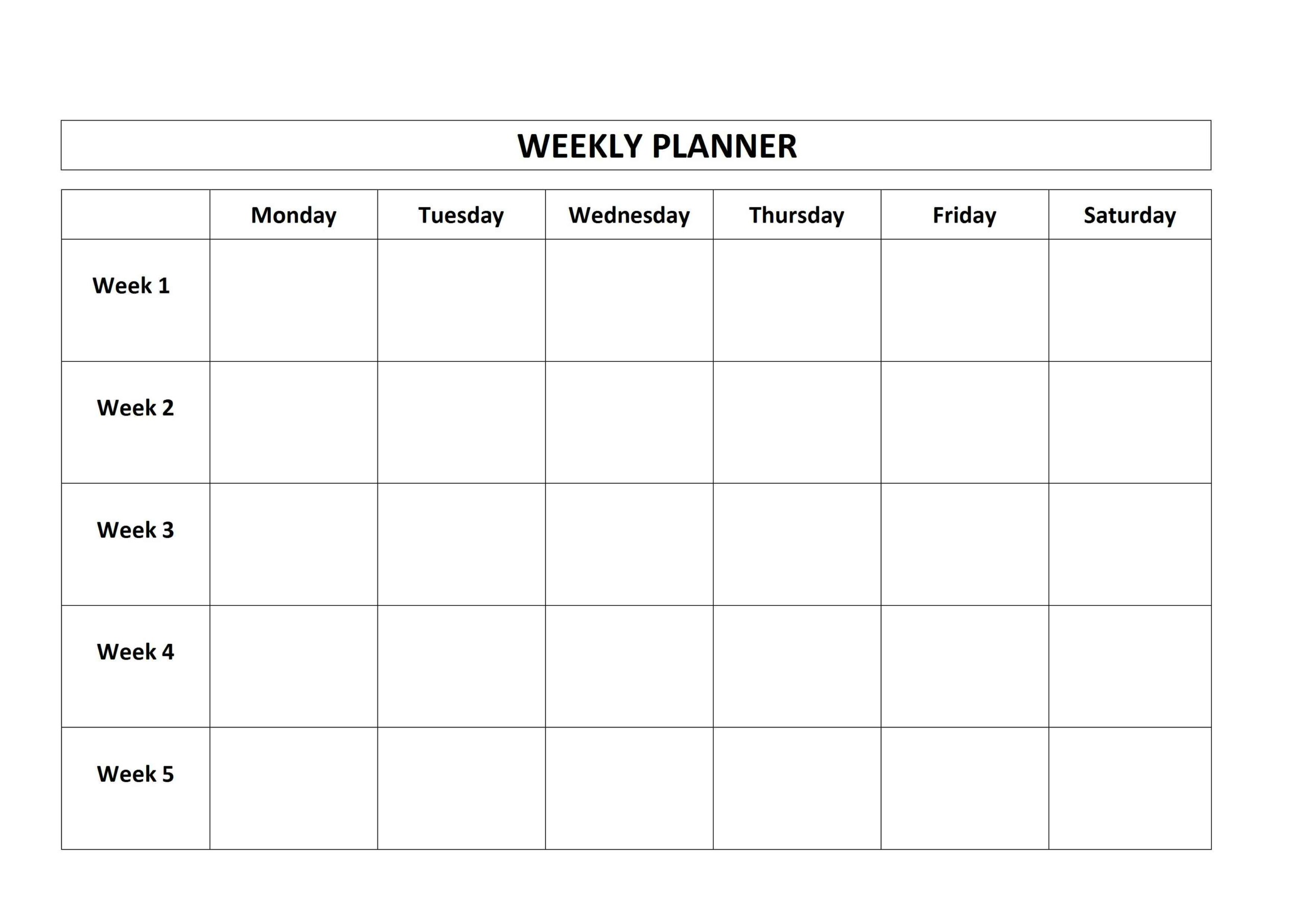 Simple Weekly Planner Form