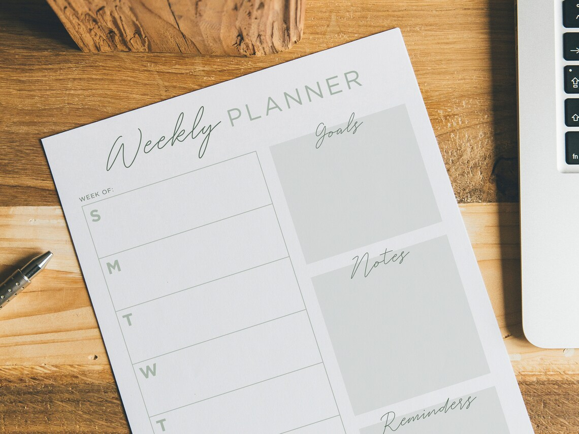 Simple Weekly Planner Printable 8 5 X 11 Planner Insert Etsy