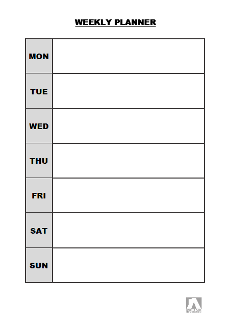 Simple Weekly Planner Stuck In Place Organising