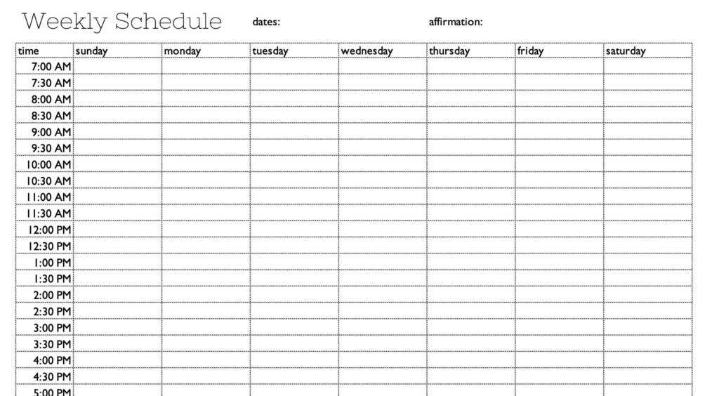 Simple Weekly Schedule Time Blocking Printable Instant Etsy