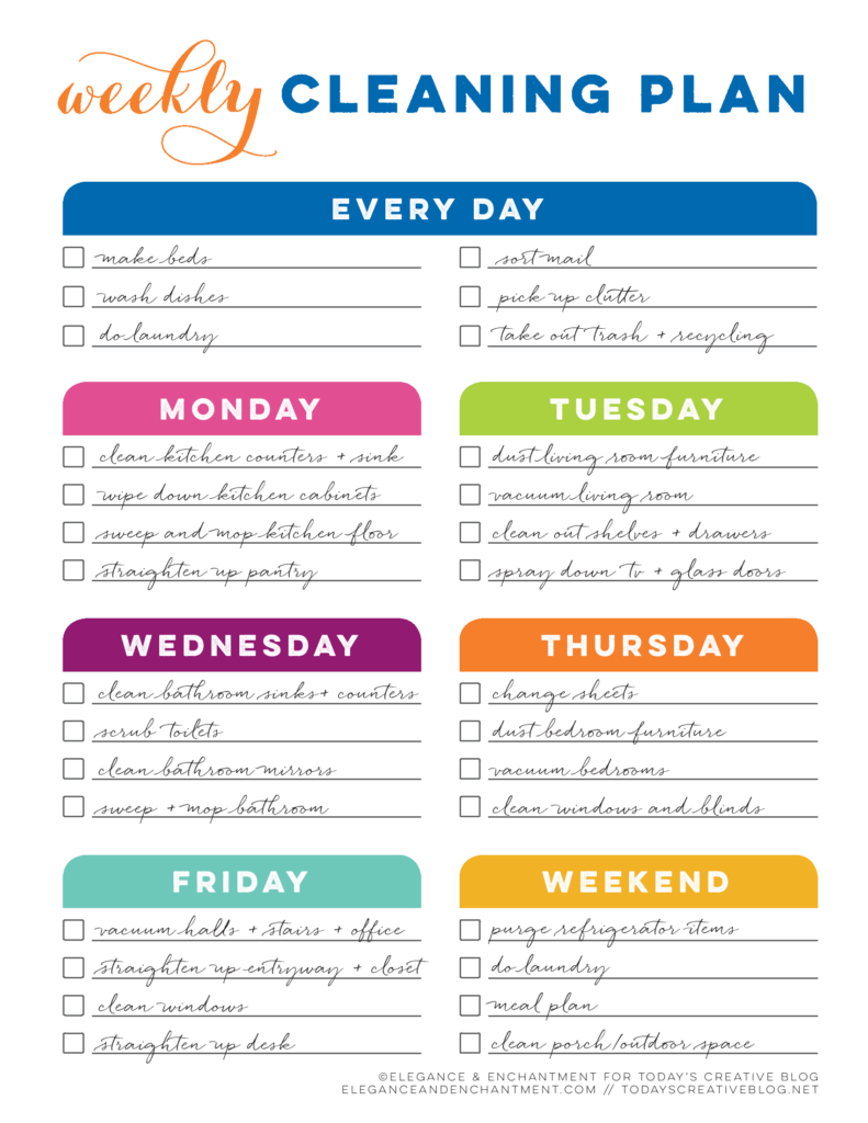 TCB Printable Cleaning Planner pdf Cleaning Schedule Printable 