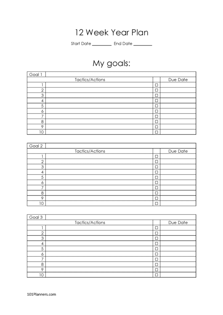 The 12 Week Year Planner And Templates FREE Download