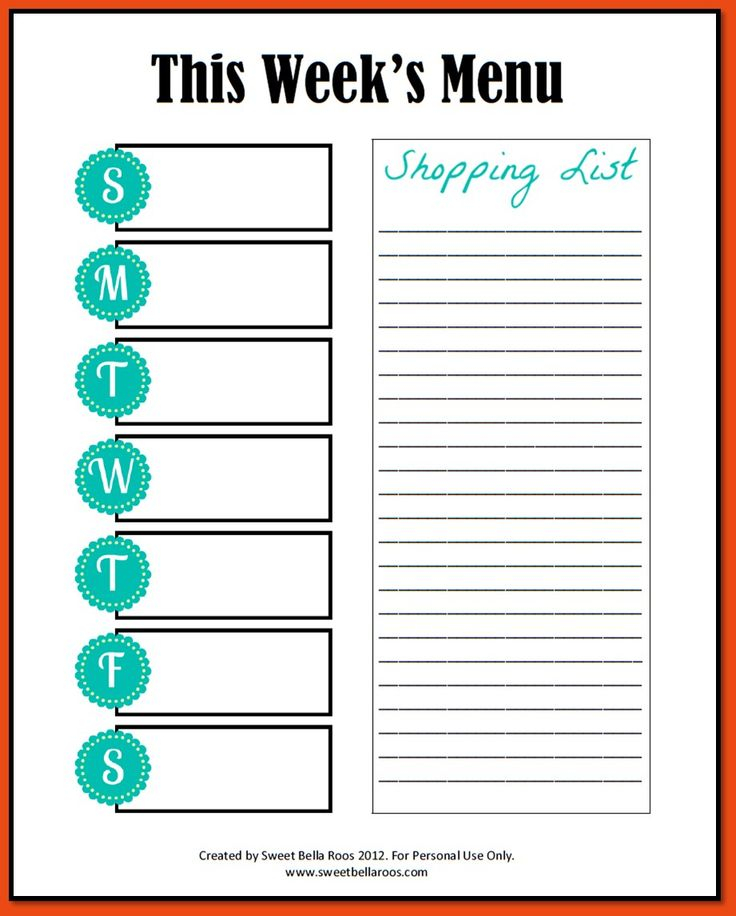 The Charming Blank Meal Plan Template Word Editable Weekly Planner 