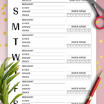 This Weekly Meal Planner Is Designed In Black And White It Has A Str