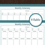 Travel Planner Weekly Itinerary Week Overview Fillable