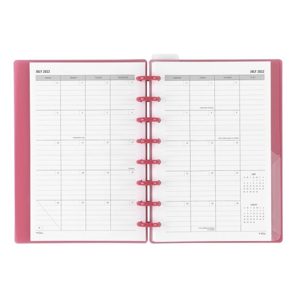 Tul Discbound Weekly Monthly Student Planner Junior Size Pink July