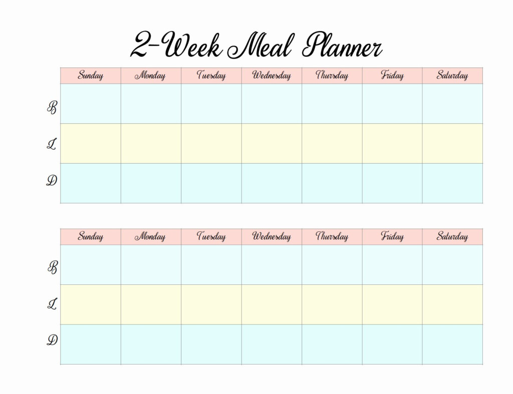 Two Week Meal Planner Template Inspirational 2 Week Meal Plan Template 