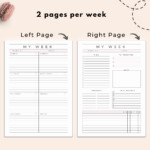 Undated Weekly Planner Printable Week On Two Pages Printable Etsy