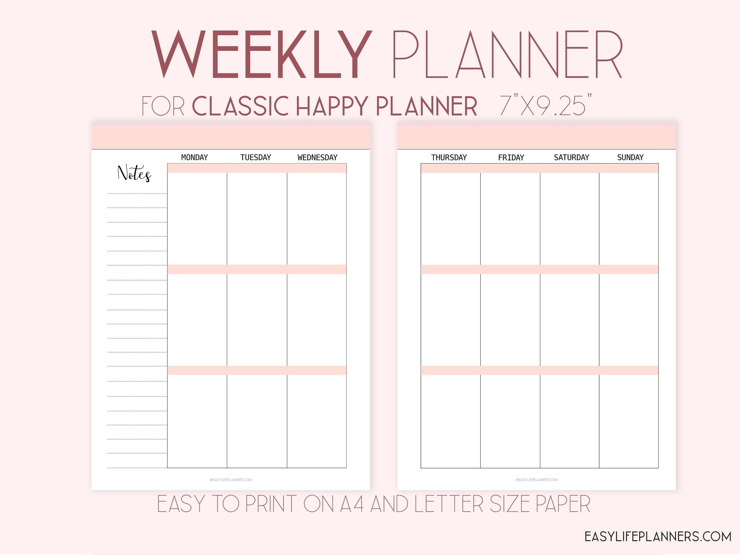 Vertical Weekly Planner Made To Fit Happy Planner Printables Weekly