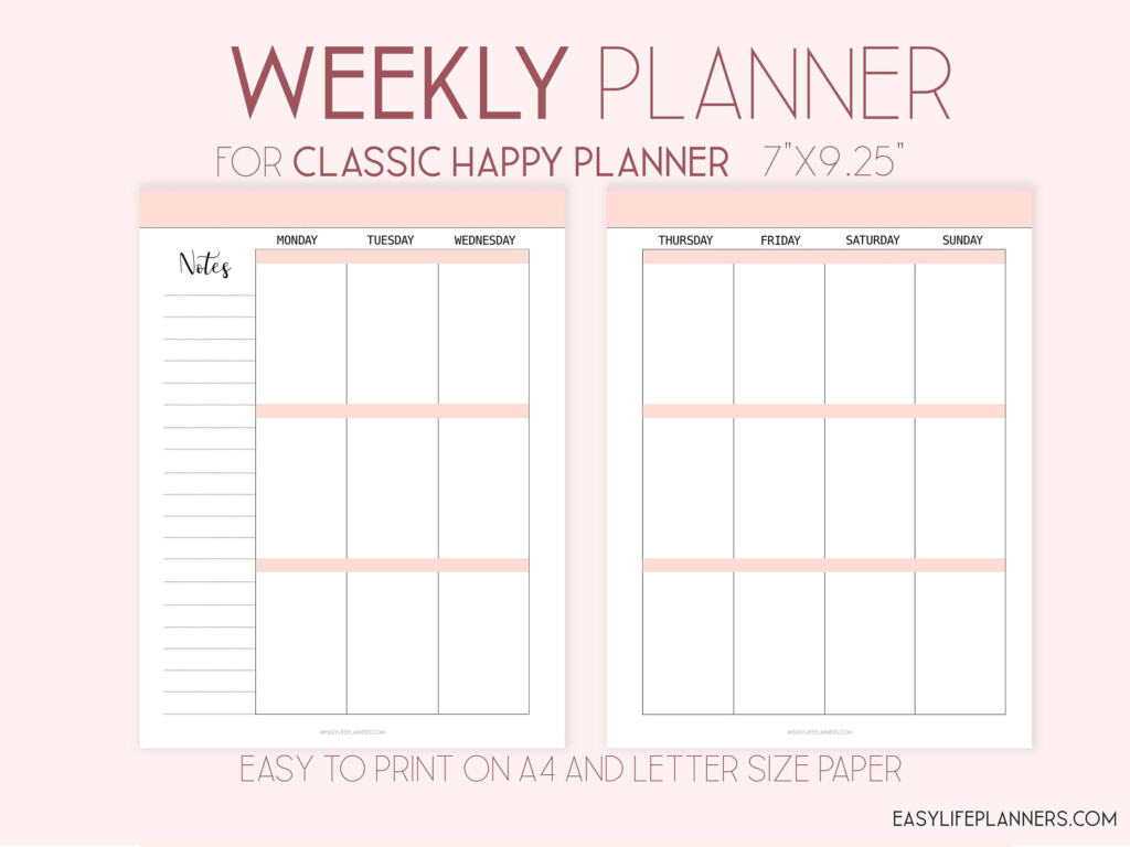 Vertical Weekly Planner Made To Fit Happy Planner Printables Weekly 