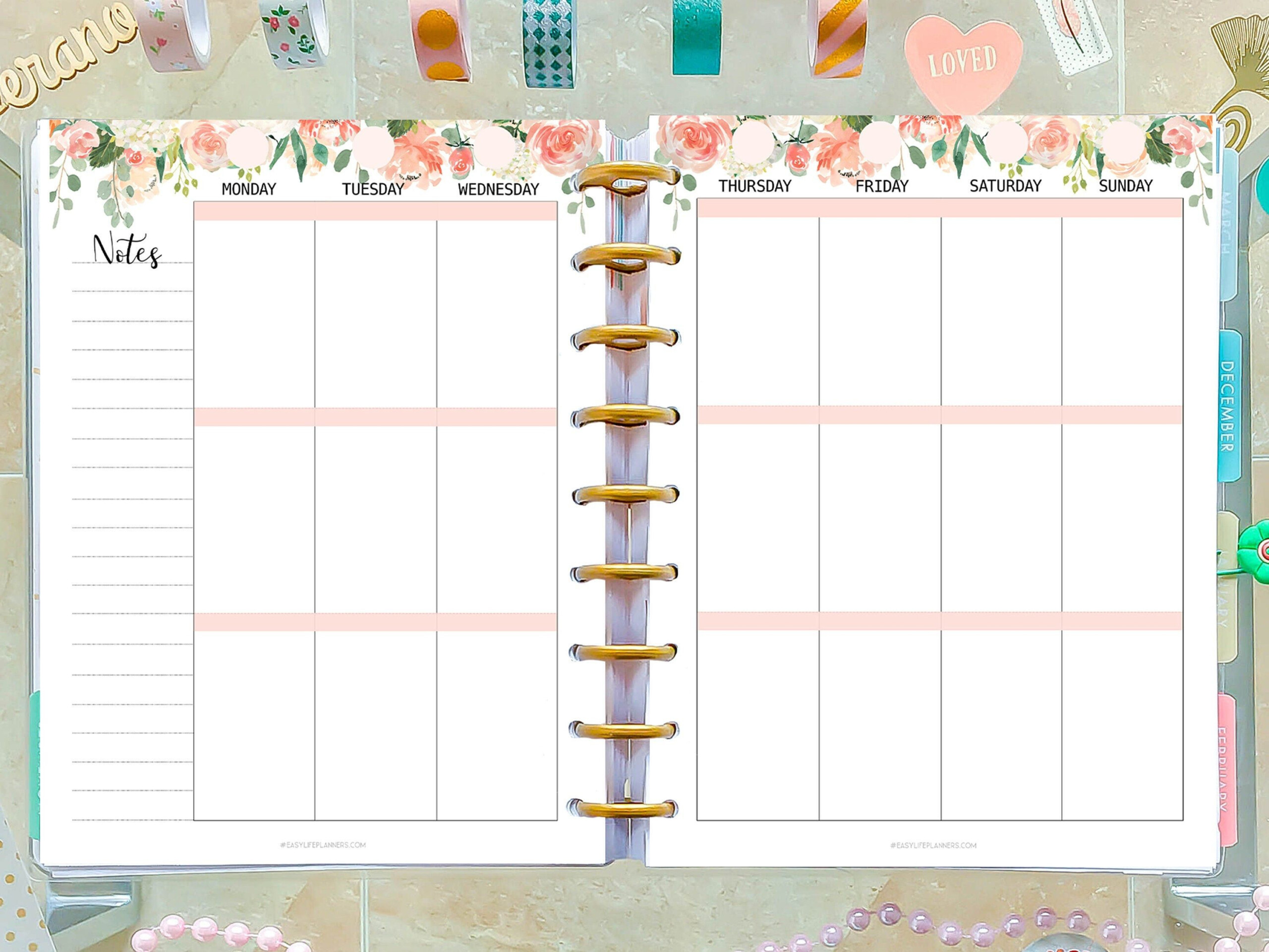 Vertical Weekly Planner Pages Made To Fit Happy Planner Etsy 