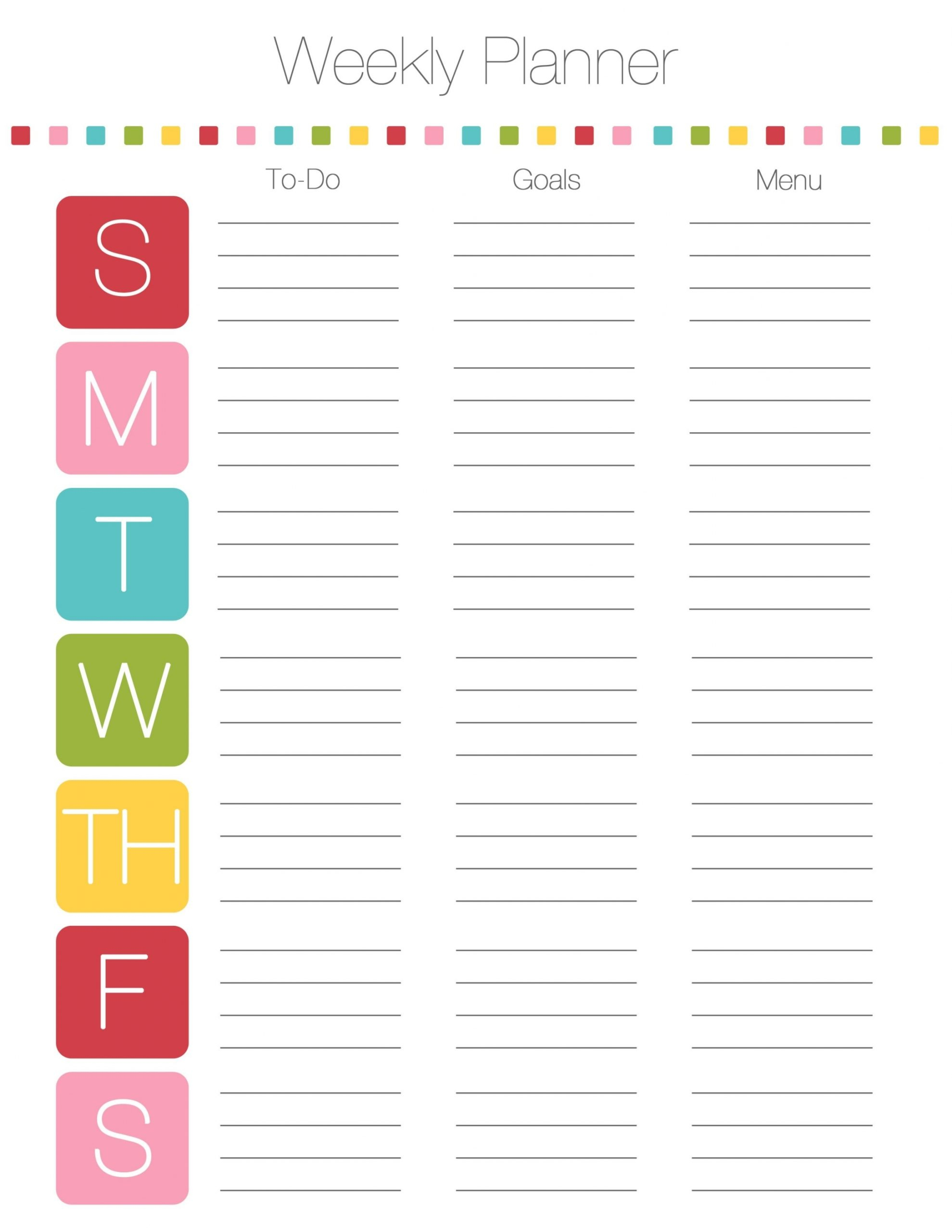 Week At A Glance Printable Calendar Free Letter Templates