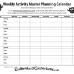 Weekly Activity Planning Calendar