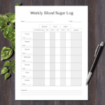 Weekly Blood Sugar Log Medical Forms Glucose Log Etsy