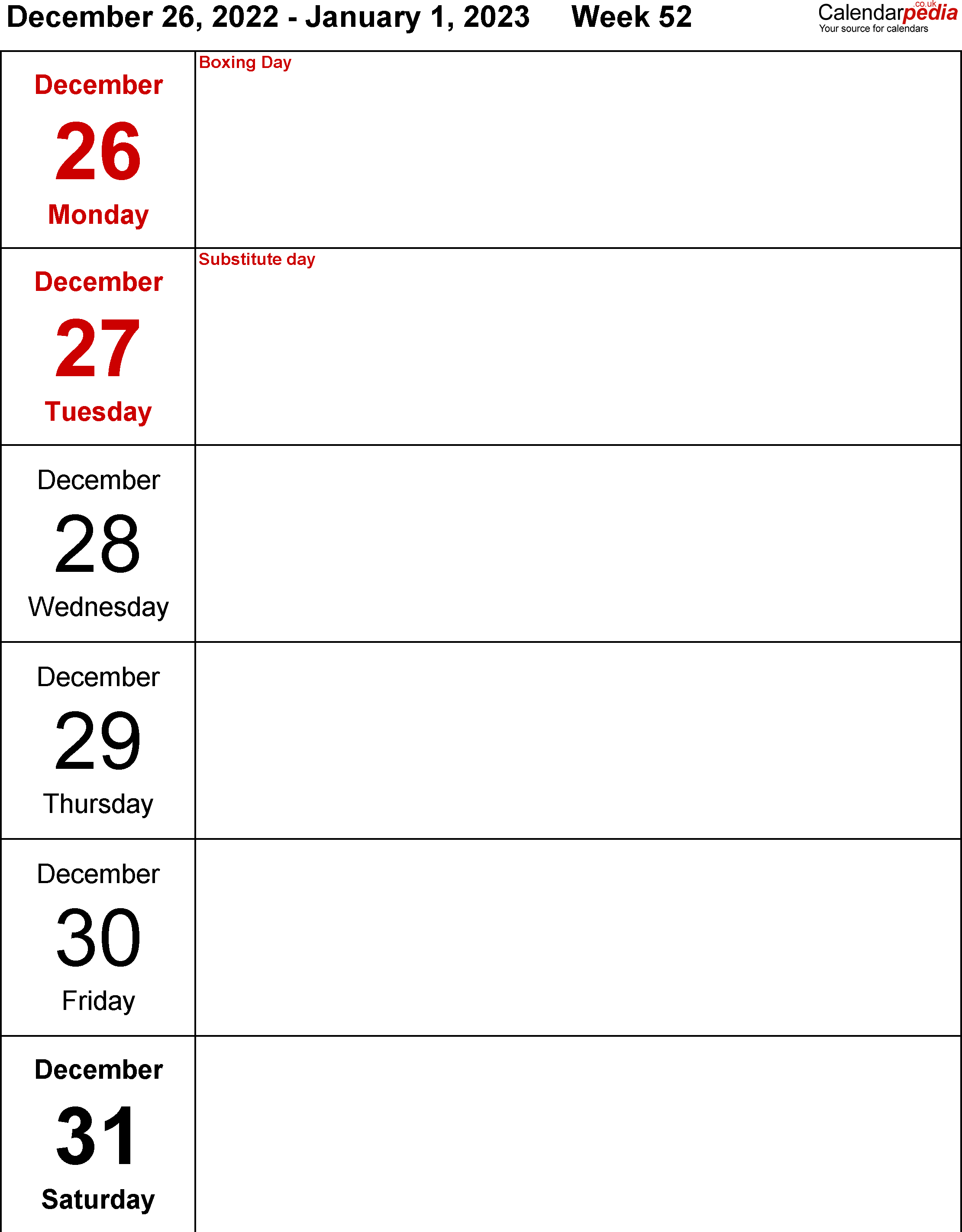 Weekly Calendar 2023 UK Free Printable Templates For Word