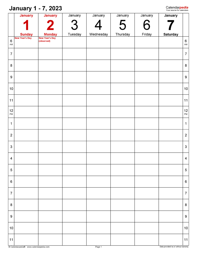 Weekly Calendars 2024 For PDF 12 Free Printable Templates