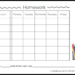 Weekly Homework Assignment Sheet Template Free Pdf Homework Chart